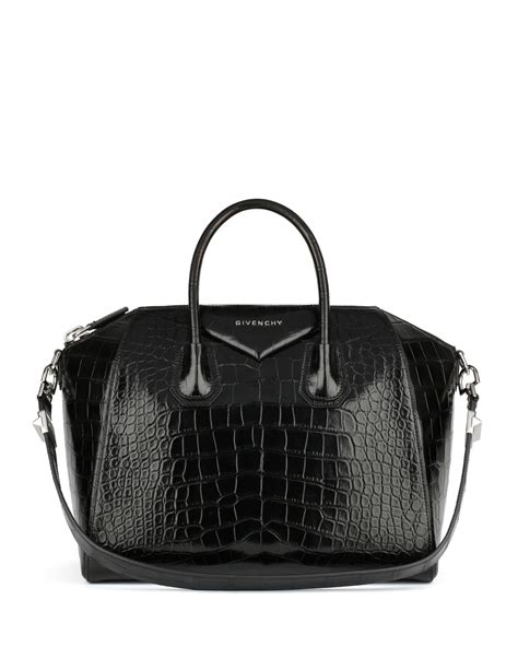 givenchy antigona medium genuine crocodile satchel bag black|givenchy antigona shopper.